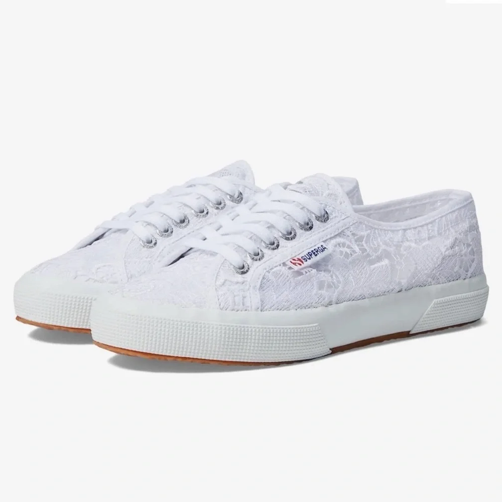 Superga 2750 White Macrame Lace Up Sneakers Size 9 - Picture 1 of 9
